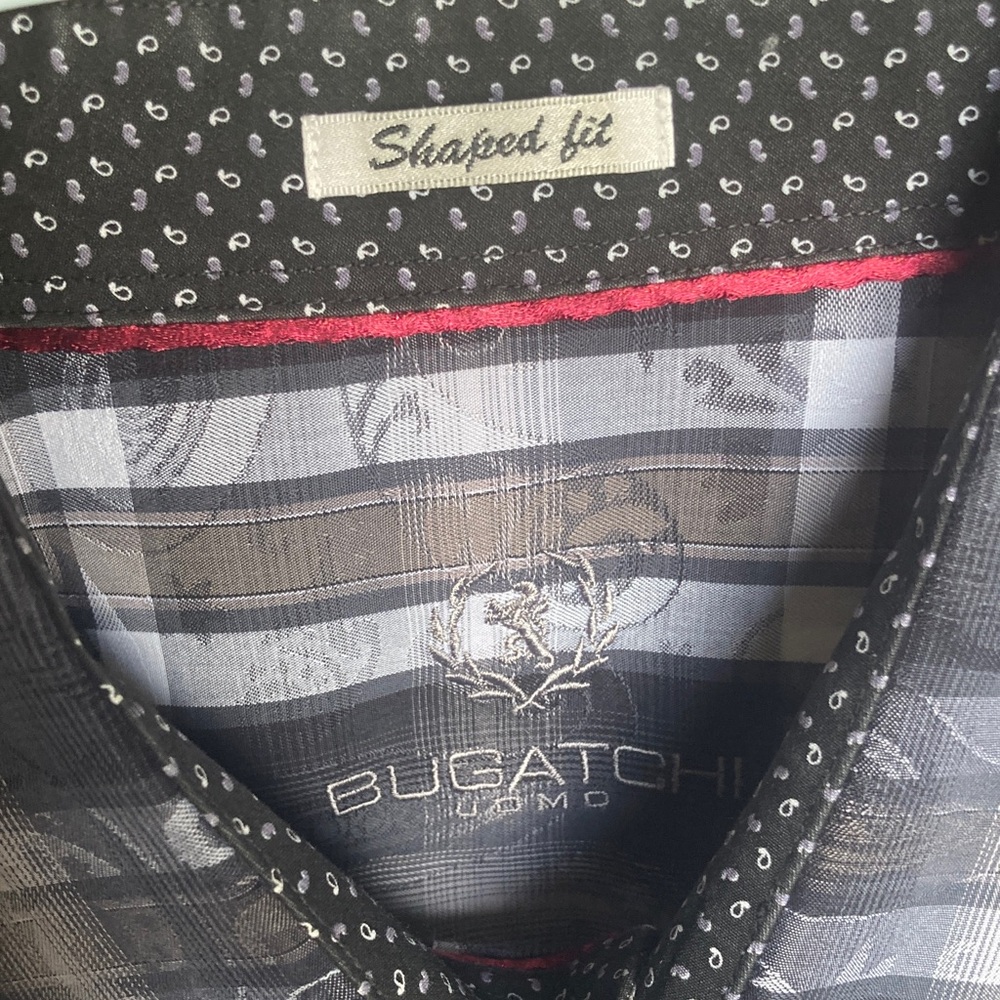 Bugatchi Black and Gray Casual Button Down Shirt